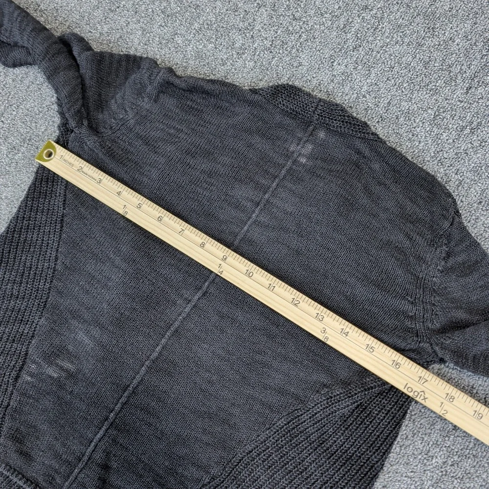 Chico's Minimalist Open Front Cardigan Women 0 XS Black Ramie Blend Asymmetrical